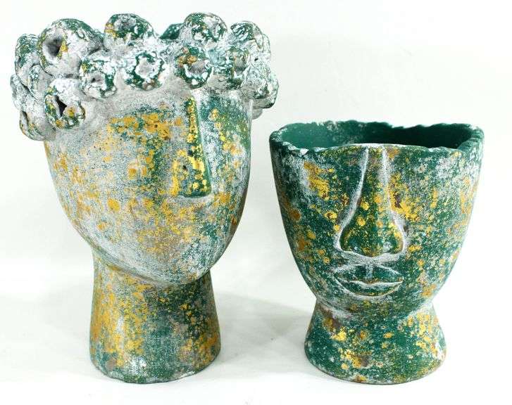 Stone Cement Head Vase &  Plant Flower Pot.