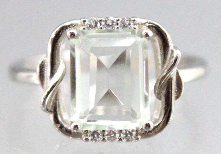Aquamarine (tested) and Sterling Silver Ring, size 9.