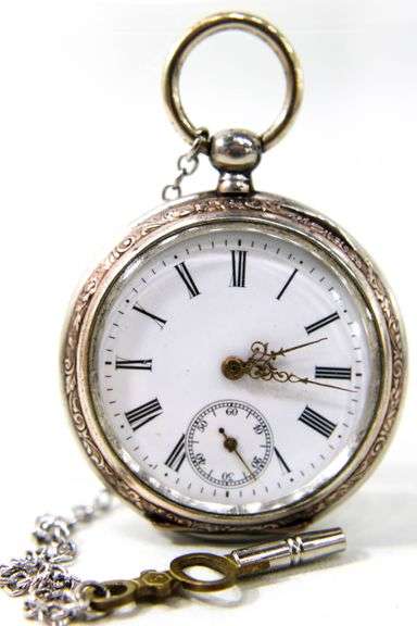 European Key wind and set pocket watch with .800 coin silver hunter case ,