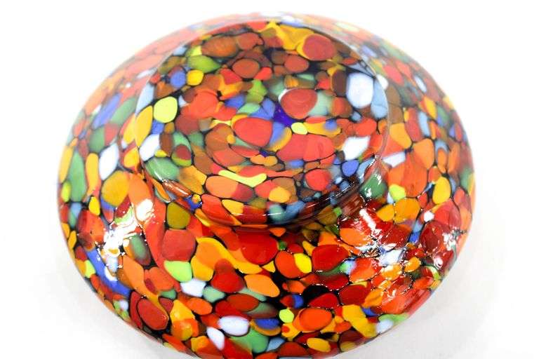 Vintage 1930s Kralik Czech Bohemian Cased Spatter Glass Centerpiece (Believed to be)