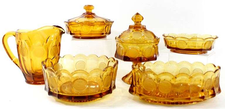 Fostoria Amber Coin  Glassware.