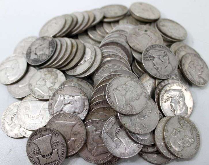ONE HUNDRED ( 100 ) SILVER Franklin half dollars , $50 Face value