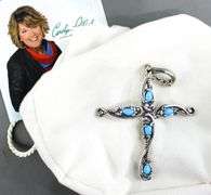 Carolyn Pollack Sterling Silver Turquoise Cross Pendant in the original gift box.
