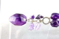 Rough cut Amethyst (tested) and  Sterling Silver Necklace, adjustable.