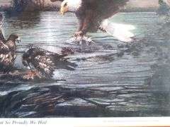"1988 What So Proudly We Hail" by Don Marco (American b. 1920s) Double Eagle Signature Series Investors Edition Lithograph by Wildlife Litho Marking Minneapolis Minnesota with American Eagle Gold Bullion 1988 Coin Depictions - 21 x 25