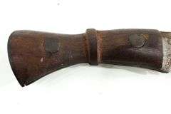 Vintage Kurka knife in leather sheath , Hand crafted , Marked " India "