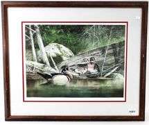 Alex Young "Wood Ducks" signed limited edition print 133/ 375, framed 23" x 28"