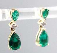 10KT Gold, Diamond, and Emerald (both tested) Earrings.