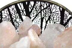Silver Forest Lamp with Rock Salt Filler Accent Light / Night Light - 7 x 4