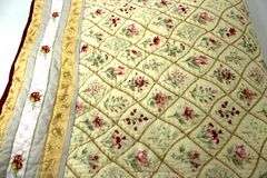 Beautiful Floral / Rose Embroidered Quilt.  90x88