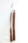 Traditional Thai Dha Swords with Intricately Carved Sheaths - Pair