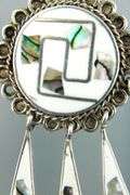Sterling Silver Zuni Brooch / Pendant with abalone and triple droplets.