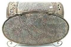 Elephant Figural Accent Open Weave Metal Art Chest / Table Basket