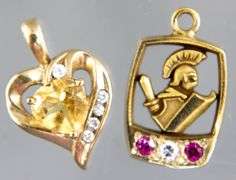 10 KT Gold Pendants with Citrine, Diamond and Rubies (tested)      (2.70 gm t.wt)