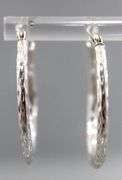 Diamond (tested) and Sterling Silver Hoop Earrings.