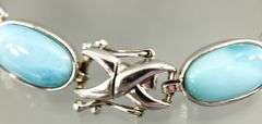 Sterling Silver Bracelet with Larimar stations, 8"