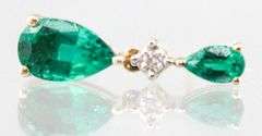 10KT Gold, Diamond, and Emerald (both tested) Earrings.