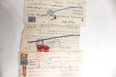 Antique Canadian Bank checks and inter bank transfer slips with Postage and excise stamps , Circa 1914 - 1924 , 100's of items
