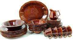 Vintage '70s Brown Ceramic Dinnerware