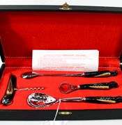 HADDAD Cutlery  - Jezzine Lebanon Stainless Steel Bar Set in a Case with Red Interior and Care Instruction Leaflet.