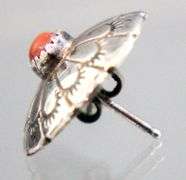 Sterling Silver Native American Earrings with coral accents