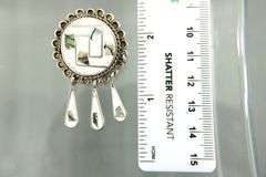 Sterling Silver Zuni Brooch / Pendant with abalone and triple droplets.