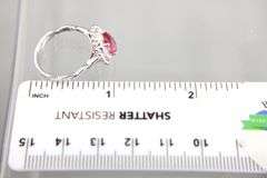 Sterling Silver 1.50 ct lab grown Ruby and Diamond Ring, size 7, see appraisal.