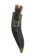Vintage Kurka knife in leather sheath , Hand crafted , Marked " India "