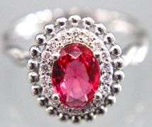 Sterling Silver 1.50 ct lab grown Ruby and Diamond Ring, size 7, see appraisal.