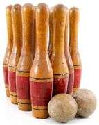 Vintage Carnival Knock-Down Skittle Bowling Pins and Balls