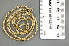 14 KT Gold rope Necklace, 18".    (2.40 gm)