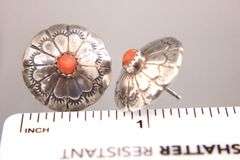 Sterling Silver Native American Earrings with coral accents