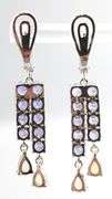 Tanzanite (tested), Opal,  and Sterling Silver Earrings.
