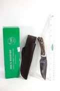 Hen and Rooster , German Stainless steel fixed blade knife with leather scabbard