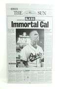 Cal Ripken Memorabilia Includes - Press Plate from The Baltimore Sun Sept.7 1995, Signed Pencil Drawing 1867 of 2131, Large Framed "First Hit" 1981 and more