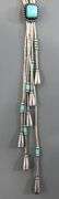 Liquid Silver lariat Necklace threaded with Turquoise, adjustable.