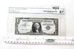 1957 Silver Certificated Signed by the Treasurer.  CGA Gem Uncirculated 67
