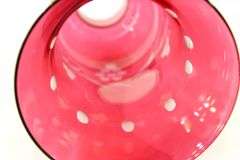 Antique Cranberry Cut to Clear Bohemian Glass Buffet Lamp - 16 x 7