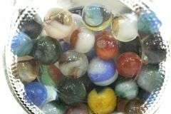 Vintage Glass Marbles in Ball Glass Jar.