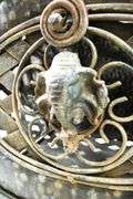 Elephant Figural Accent Open Weave Metal Art Chest / Table Basket