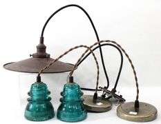 Vintage Glass Insulator Shade Arts & Crafts Pendant Lights - and - Vintage Metal Shade Pendant Light