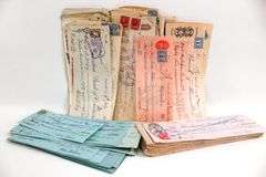 Antique Canadian Bank checks and inter bank transfer slips with Postage and excise stamps , Circa 1914 - 1924 , 100's of items