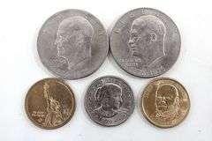Coin Collection . Includes 300 Copper Wheat pennies , , "V" Nickels , Susan B Anthony , "GOLD" and 1976 IKE Dollars ,
