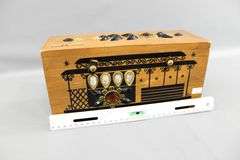 Enid Collins Original Box Bag (Collins of Texas) Vintage Wooden Box Handbag Embellished with Stones & Beads, Trolley Streetcar Design