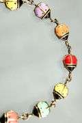 Sterling Silver and 14 KTGF Bracelet of enameled double sided lady bugs, 7"