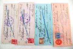 Antique Canadian Bank checks and inter bank transfer slips with Postage and excise stamps , Circa 1914 - 1924 , 100's of items