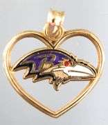 14 KT Gold Ravens Charm / Pendant.    (1.29 gm)