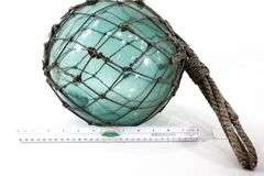 Vintage Glass Fishing Float Aquamarine Netted.