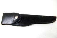 Buck Model 120 fixed blade hunting knife with leather scabbard , Appears to have never been used or resharpened