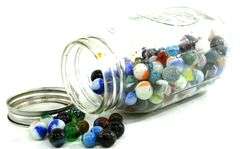 Vintage Glass Marbles in Ball Glass Jar.